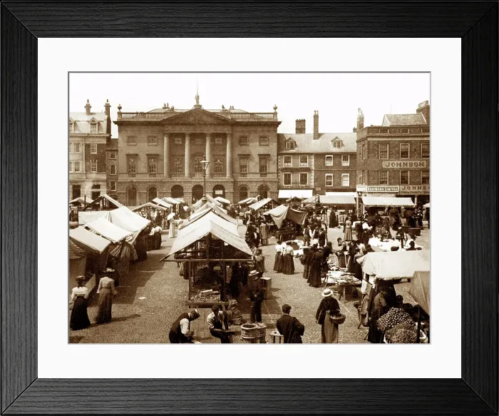 Framed Print : Market Place, Newark, early 1900s Framed Print : Market Place, Newark, early 1900s