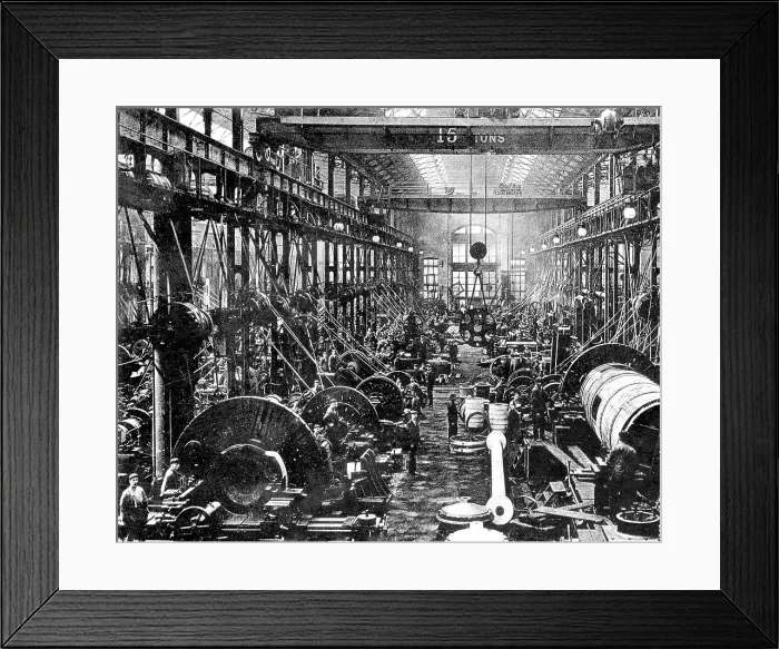 Framed Print : Vickers ship building yard, Barrow in Furness early 1900's Framed Print : Vickers ship building yard, Barrow in Furness early 1900's
