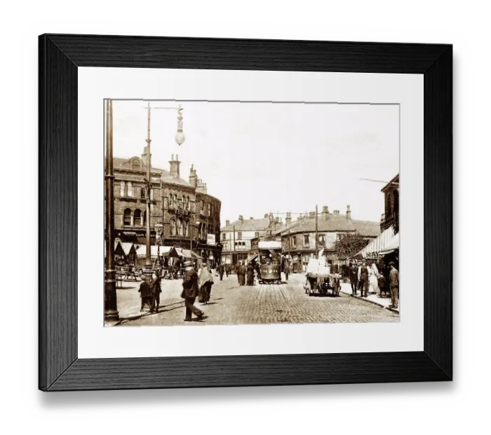 Framed Print : Batley Market Place early 1900s Framed Print : Batley Market Place early 1900s