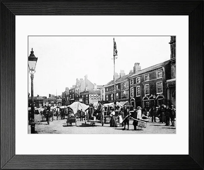 Framed Print : Loughborough Market Place early 1900s Framed Print : Loughborough Market Place early 1900s