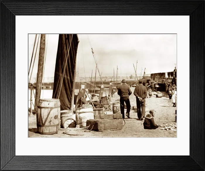 Framed Print : Newhaven Quay early 1900s Framed Print : Newhaven Quay early 1900s