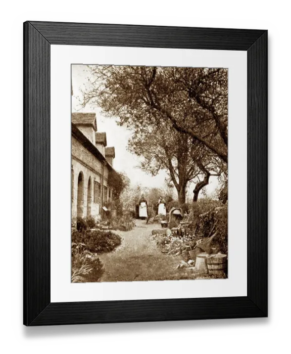 Framed Print : Almshouses, Chaddesley Corbett early 1900's Framed Print : Almshouses, Chaddesley Corbett early 1900's