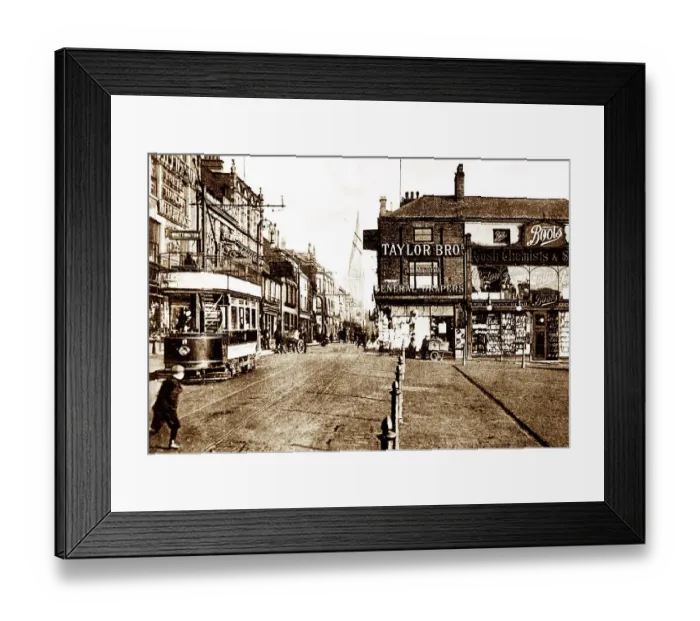 Framed Print : Chesterfield High Street early 1900s Framed Print : Chesterfield High Street early 1900s