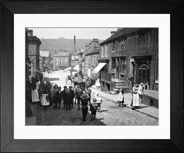 Framed Print : King Street, Delph early 1900's Framed Print : King Street, Delph early 1900's