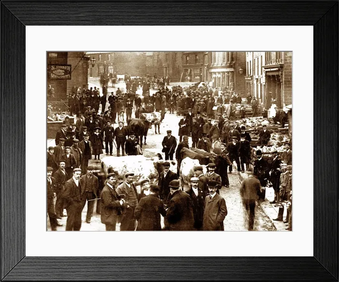 Framed Print : Market Day, Penistone early 1900's Framed Print : Market Day, Penistone early 1900's