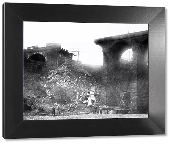 Collapsed railway viaduct in Penistone, February 2nd 1916