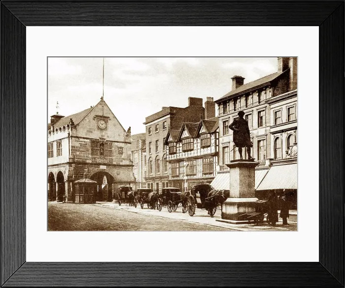 Framed Print : Old Market Place, Shrewsbury early 1900's Framed Print : Old Market Place, Shrewsbury early 1900's