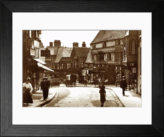 Framed Print : Wyle Cop, Shrewsbury early 1900's Framed Print : Wyle Cop, Shrewsbury early 1900's