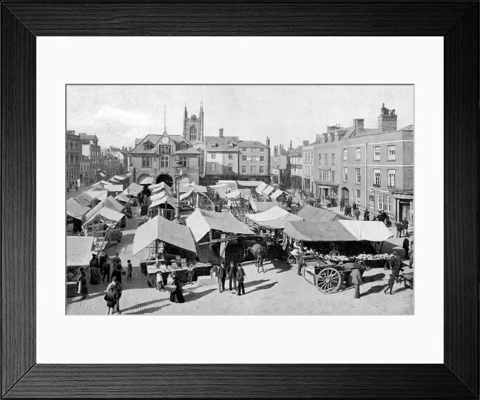 Framed Print : Peterborough Market Place early 1900s Framed Print : Peterborough Market Place early 1900s