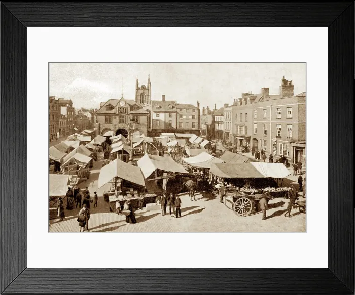 Framed Print : Market Place, Peterborough early 1900's Framed Print : Market Place, Peterborough early 1900's