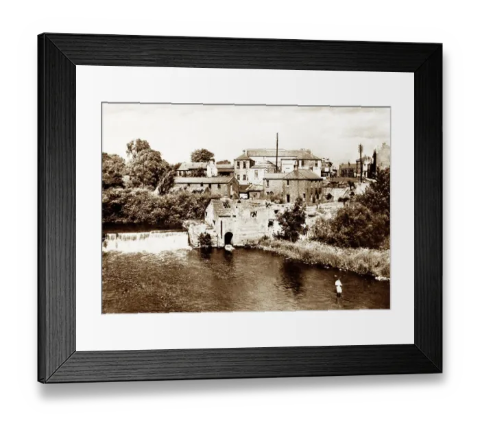 Framed Print : River Wharfe, Wetherby early 1900's Framed Print : River Wharfe, Wetherby early 1900's