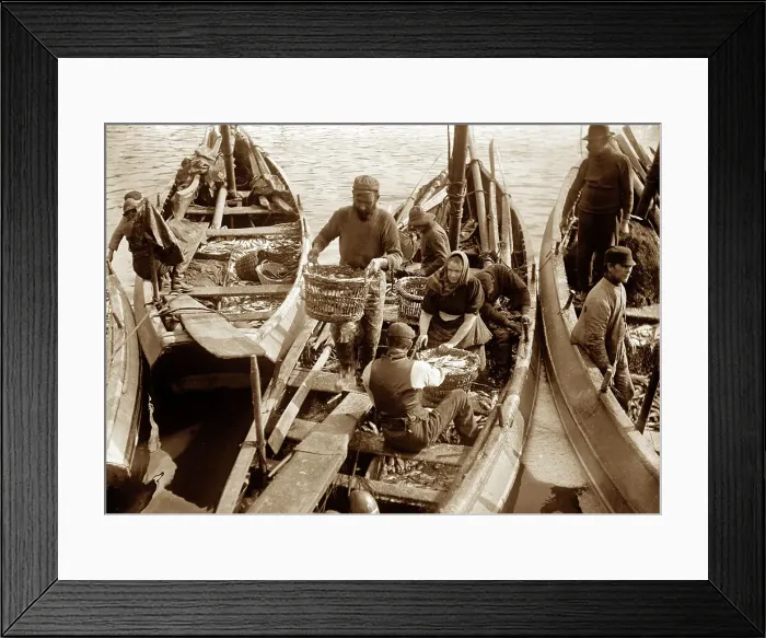 Framed Print : Fishermen and fishwives, Whitby early 1900's Framed Print : Fishermen and fishwives, Whitby early 1900's