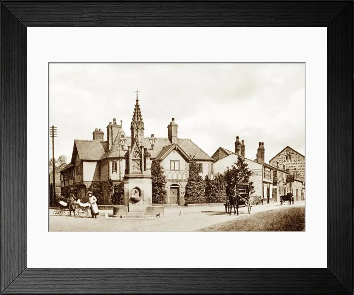 Framed Print : Green End Fountain, Whitchurch early 1900's Framed Print : Green End Fountain, Whitchurch early 1900's