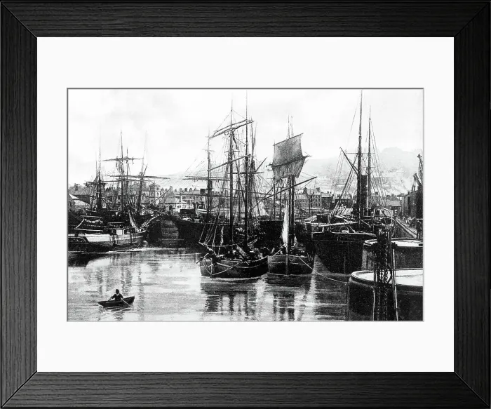 Framed Print : The Harbour, Whitehaven early 1900's Framed Print : The Harbour, Whitehaven early 1900's