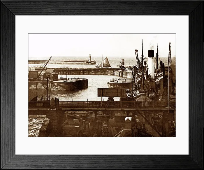 Framed Print : The Harbour, Whitehaven early 1900's Framed Print : The Harbour, Whitehaven early 1900's