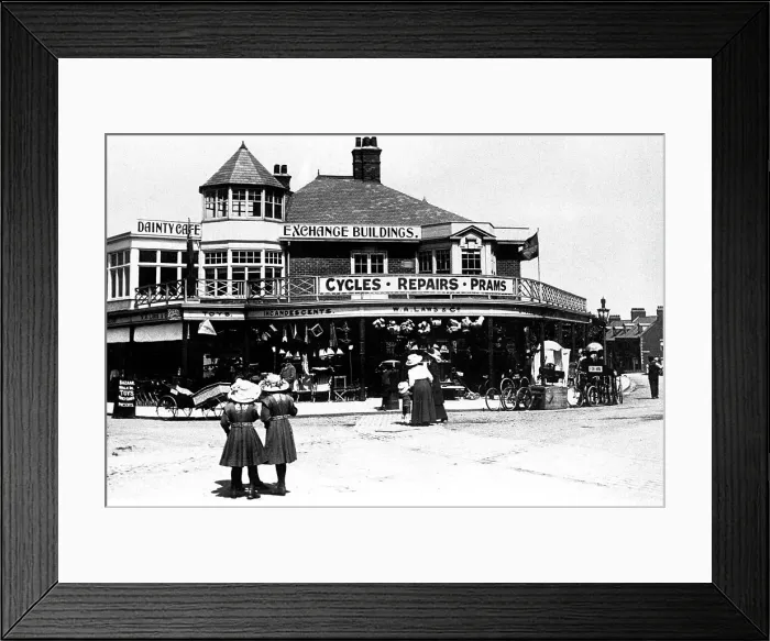 Framed Print : Whitley Bay Exchange Buildings early 1900s Framed Print : Whitley Bay Exchange Buildings early 1900s