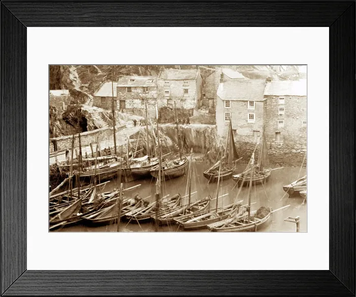Framed Print : The Harbour, Polperro early 1900's Framed Print : The Harbour, Polperro early 1900's