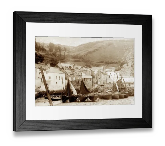 Framed Print : The harbour, Polperro early 1900's Framed Print : The harbour, Polperro early 1900's