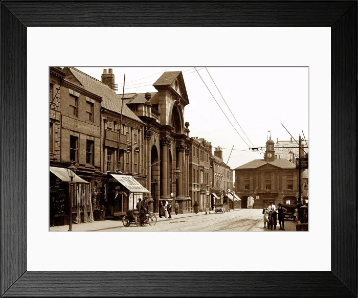 Framed Print : Market Place, Pontefract early 1900's Framed Print : Market Place, Pontefract early 1900's