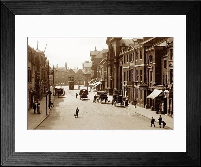 Framed Print : Pontefract Market Street early 1900s