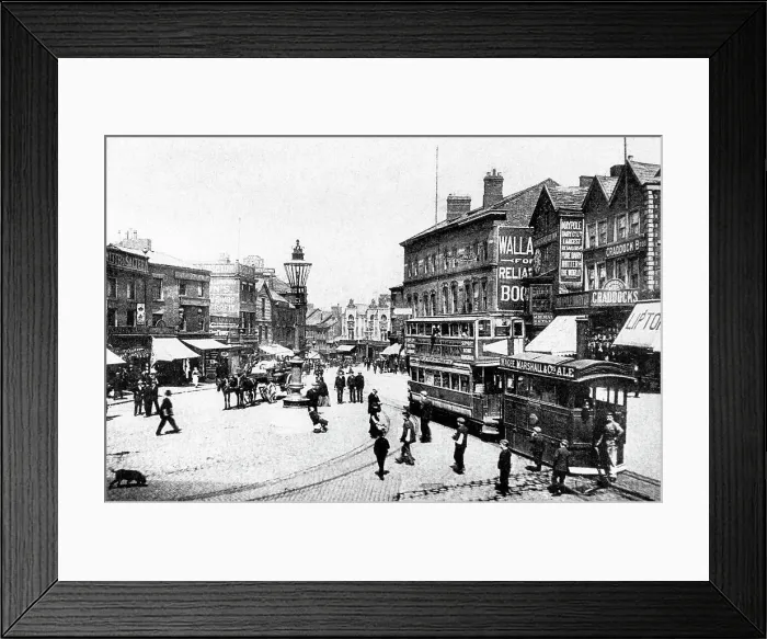 Framed Print : Wigan Old Market Place Victorian period Framed Print : Wigan Old Market Place Victorian period