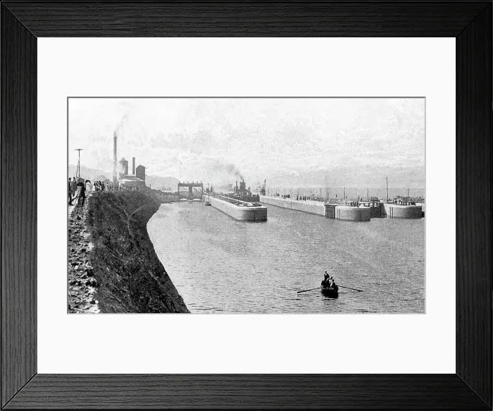 Framed Print : Eastham Locks, Manchester Ship Canal early 1900's Framed Print : Eastham Locks, Manchester Ship Canal early 1900's