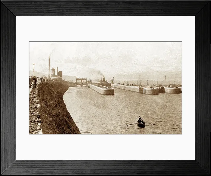 Framed Print : Manchester Ship Canal Eastham Locks early 1900s Framed Print : Manchester Ship Canal Eastham Locks early 1900s