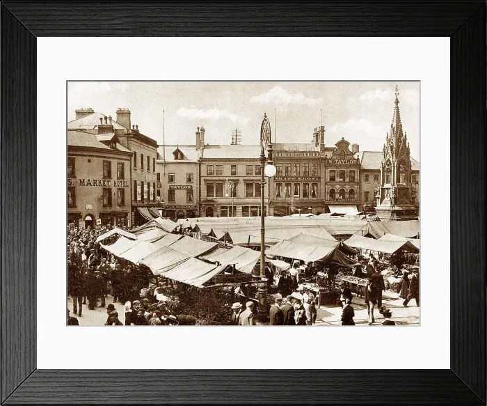 Framed Print : Market Place, Mansfield early 1900's Framed Print : Market Place, Mansfield early 1900's