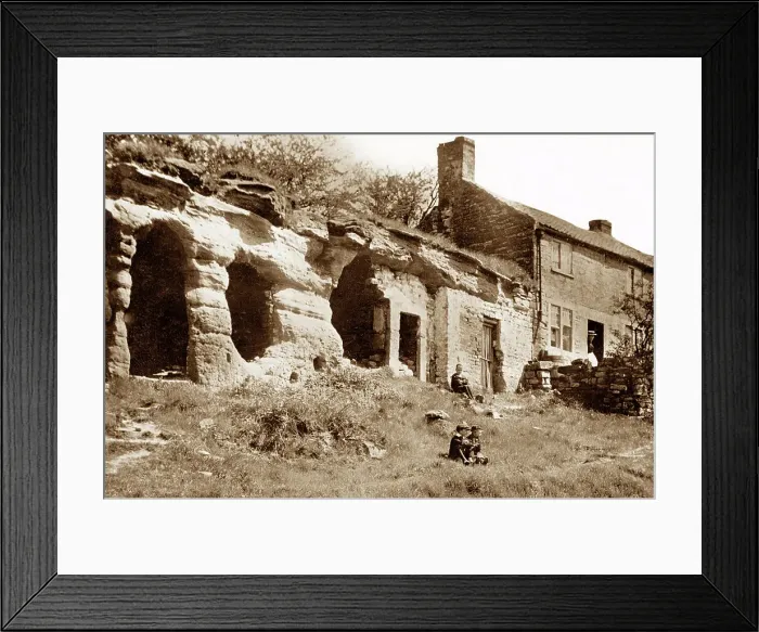 Framed Print : Old Rock Houses, Mansfield early 1900's Framed Print : Old Rock Houses, Mansfield early 1900's