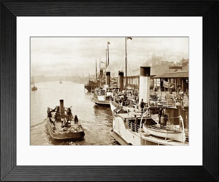 Framed Print : Glasgow Broomielaw River Clyde early 1900s Framed Print : Glasgow Broomielaw River Clyde early 1900s