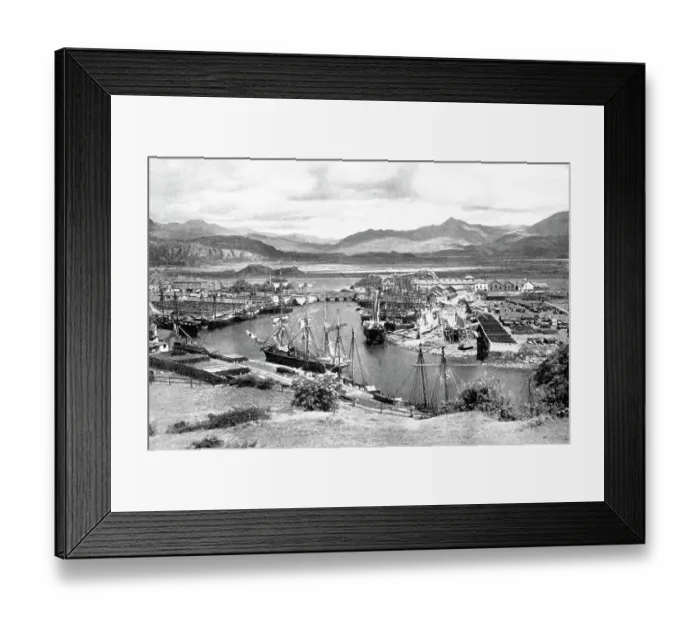 Framed Print : Harbour, Porthmadog early 1900's Framed Print : Harbour, Porthmadog early 1900's