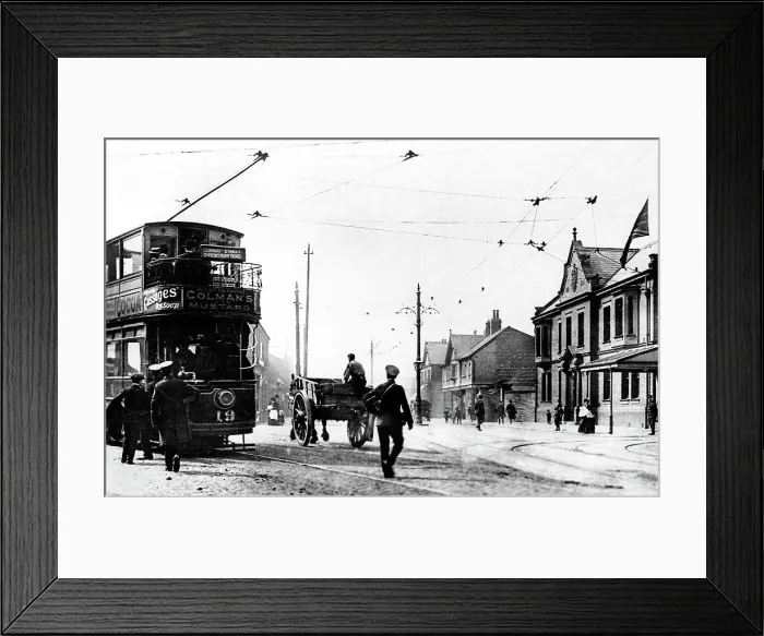 Framed Print : Laird Street tram terminus, Birkenhead early 1900's Framed Print : Laird Street tram terminus, Birkenhead early 1900's
