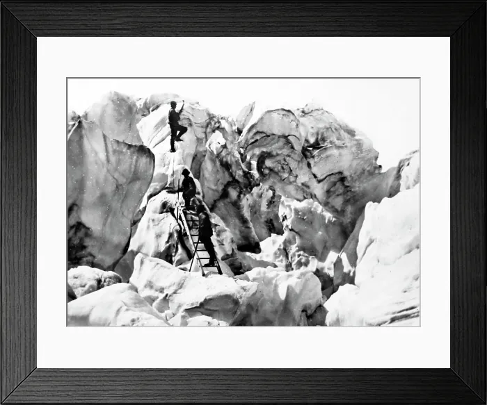Framed Print : Climbing in the French Alps, Victorian period Framed Print : Climbing in the French Alps, Victorian period
