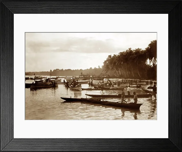 Framed Print : Fishing boats, Samoa, Victorian period Framed Print : Fishing boats, Samoa, Victorian period