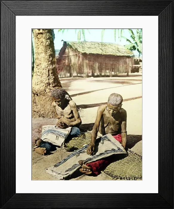 Framed Print : Women dress making in Papua New Guinea, Victorian period Framed Print : Women dress making in Papua New Guinea, Victorian period
