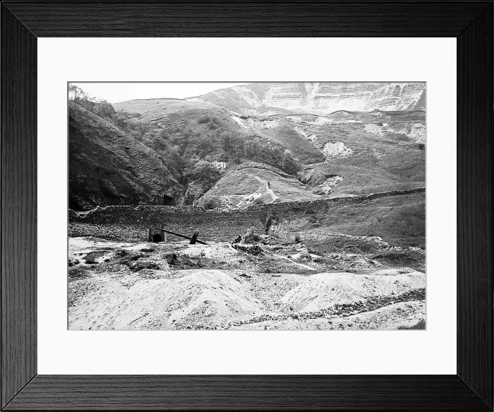 Framed Print : Mine or quarry workings, Mam Tor, Victorian period Framed Print : Mine or quarry workings, Mam Tor, Victorian period