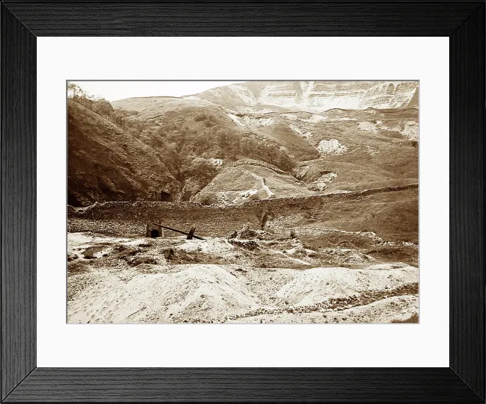 Framed Print : Mine or quarry workings, Mam Tor, Victorian period Framed Print : Mine or quarry workings, Mam Tor, Victorian period