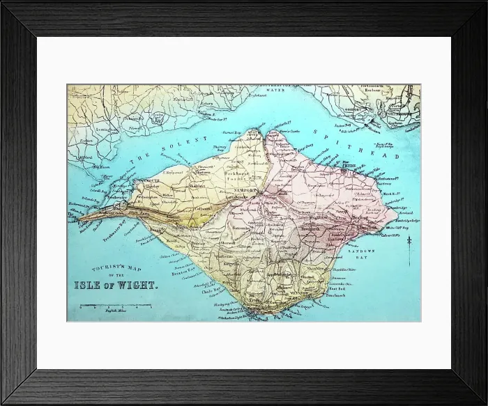 Framed Print : Map of the Isle of Wight, Victorian period