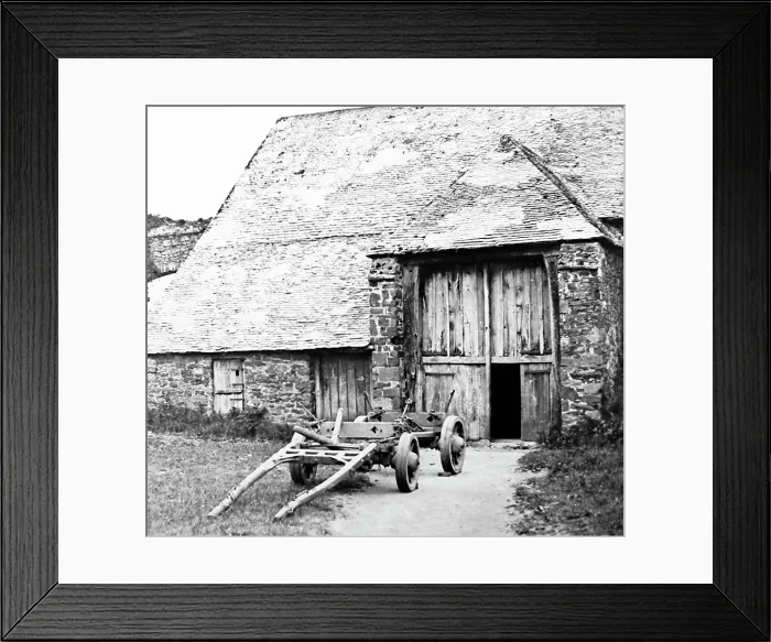 Framed Print : Tithe Barn, Dunster, Victorian period Framed Print : Tithe Barn, Dunster, Victorian period