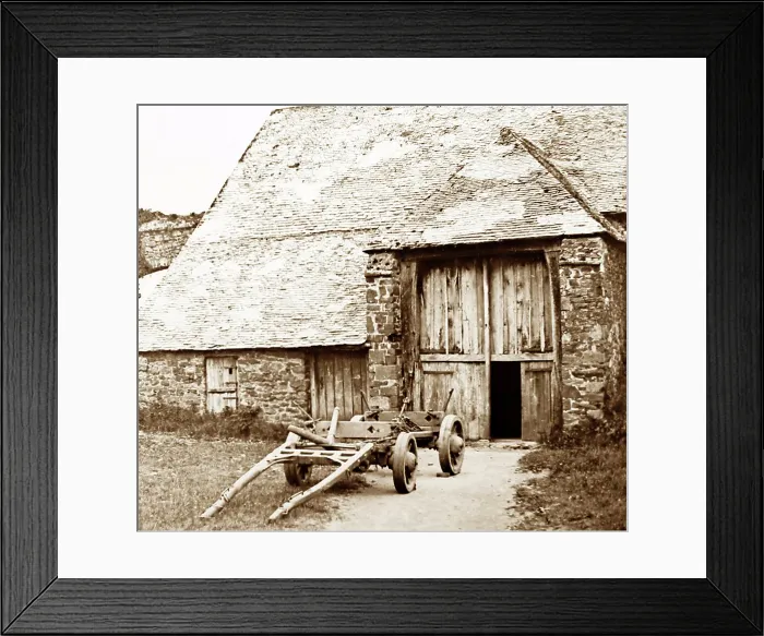 Framed Print : Tithe Barn, Dunster, Victorian period Framed Print : Tithe Barn, Dunster, Victorian period