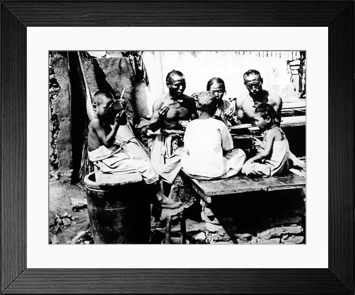Framed Print : A family eating, China, early 1900s Framed Print : A family eating, China, early 1900s