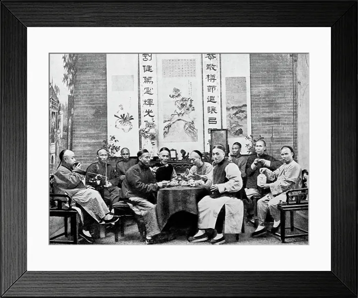 Framed Print : Taking tea, China, early 1900s Framed Print : Taking tea, China, early 1900s