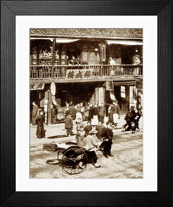 Framed Print : Tea House, Nanking Road, Shanghai, China, early 1900s Framed Print : Tea House, Nanking Road, Shanghai, China, early 1900s