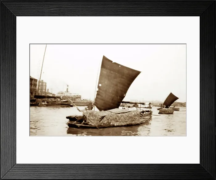 Framed Print : River scene, Shanghai, China, early 1900s Framed Print : River scene, Shanghai, China, early 1900s