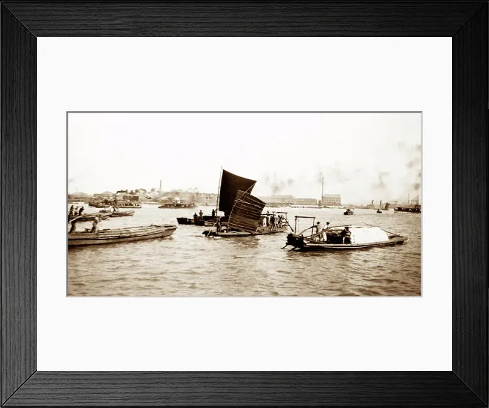 Framed Print : River scene, Shanghai, China, early 1900s Framed Print : River scene, Shanghai, China, early 1900s