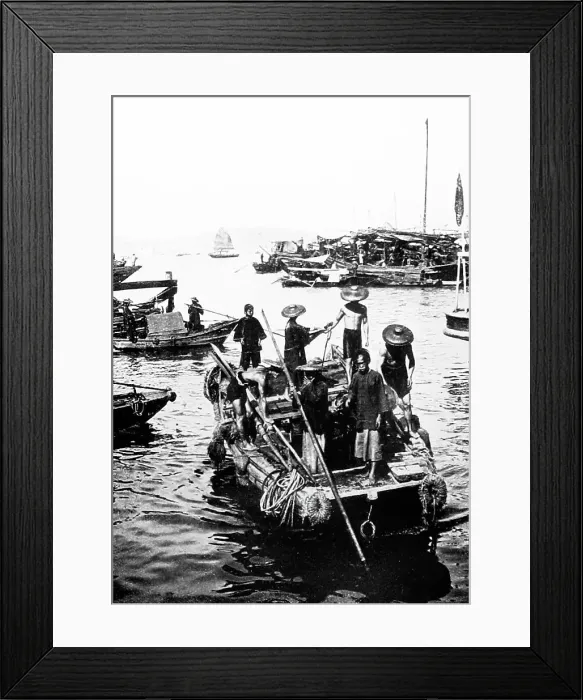 Framed Print : Fishermen in Hong Kong Harbour, China, early 1900s Framed Print : Fishermen in Hong Kong Harbour, China, early 1900s