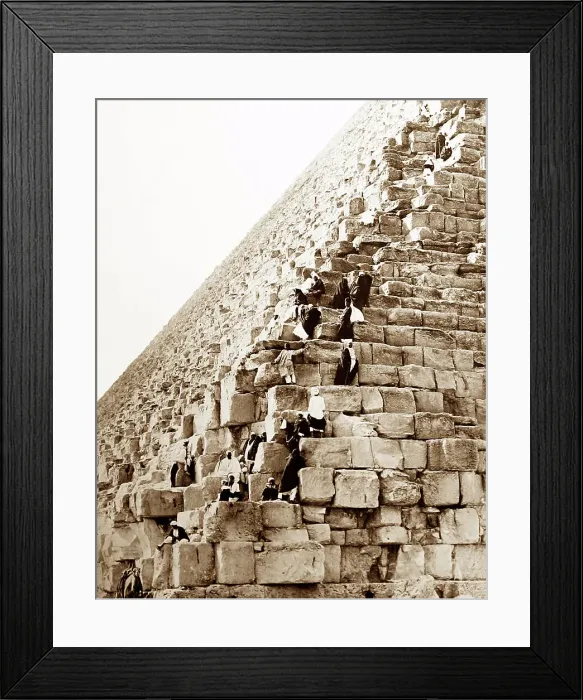 Framed Print : Climbing the Great Pyramid, Egypt, Victorian period Framed Print : Climbing the Great Pyramid, Egypt, Victorian period