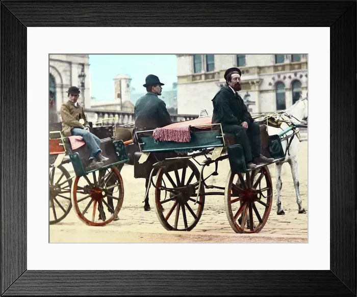 Framed Print : Jaunting Car, Dun Loaghaire, Ireland, Victorian period Framed Print : Jaunting Car, Dun Loaghaire, Ireland, Victorian period