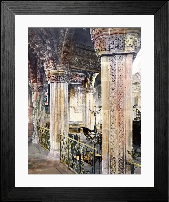 Framed Print : Pillars, Rosslyn Chapel, Scotland, Victorian period Framed Print : Pillars, Rosslyn Chapel, Scotland, Victorian period
