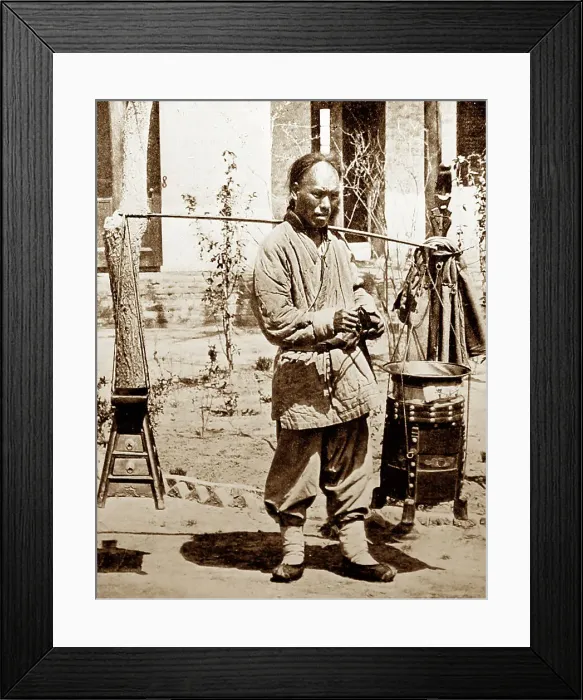 Framed Print : Barber, China, early 1900s Framed Print : Barber, China, early 1900s